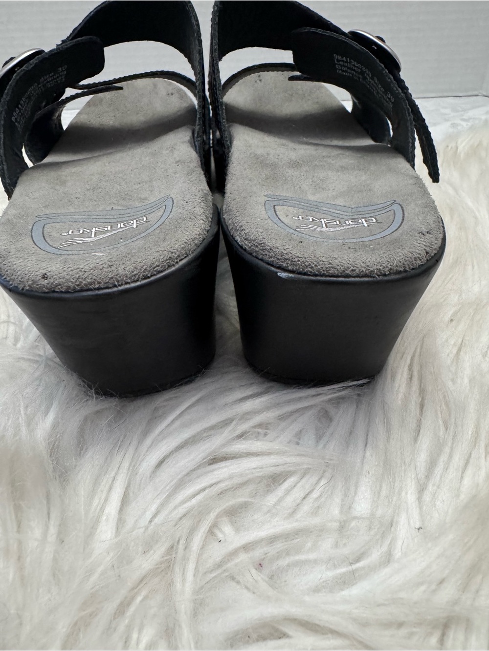 Dansko Sophie Embossed Black Learher Slide Sandals  Comfort Shoe Size 39 8.5-9 - Picture 4 of 13